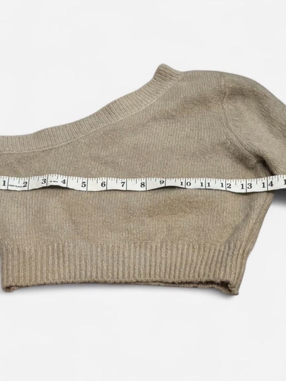 Forever 21 One-Shoulder Cropped Knit Sweater Taupe | XS Xsmall - Picture 5 of 5